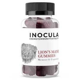 Lions Mane Gummies 2000mg with Vitamin B6 | High Strength Lions Mane Supplement | Mushroom Extract | Natural Blueberry Flavour | 60 Vegan Gummies | by Inocula