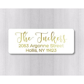 60ct - Gold or Color Foil Wedding Invitation Return Address Labels, Wedding Invitation Return Address Stickers (#530-F)