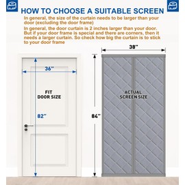 Cotton Thermal Door Screen Draft Stopper Cover Made of Oxford and Cotton Fill Fit 36x82inch Door Screen Door Itself Size 38x84inch Thermal Curtains for Winter, Thermal Insulated Door Curtain for Doors