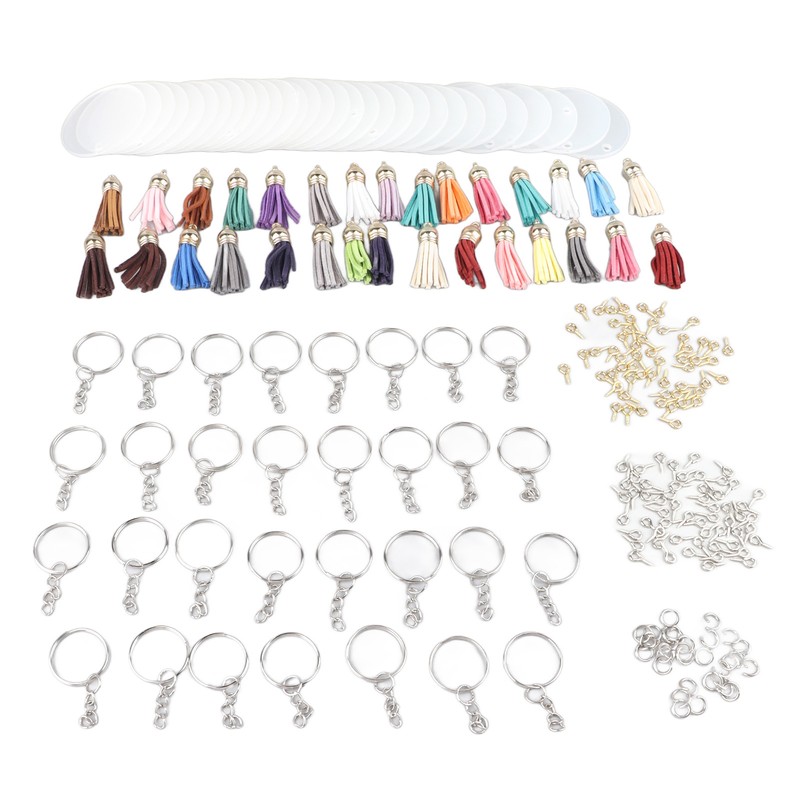 200pcs Acrylic Key Ring Kit 30 Acrylic Blank 30 Key