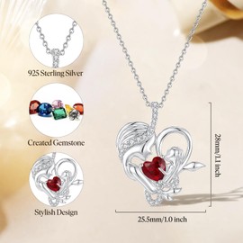 FANCIME Ruby Birthstone Mother & Child Heart Necklace - Tree of Life Pendant I Love You Mom July Jewelry Gift for Mom, Grandmother, Wife, 16"+2" Chain, Symbol of Love & Eternal Bond
