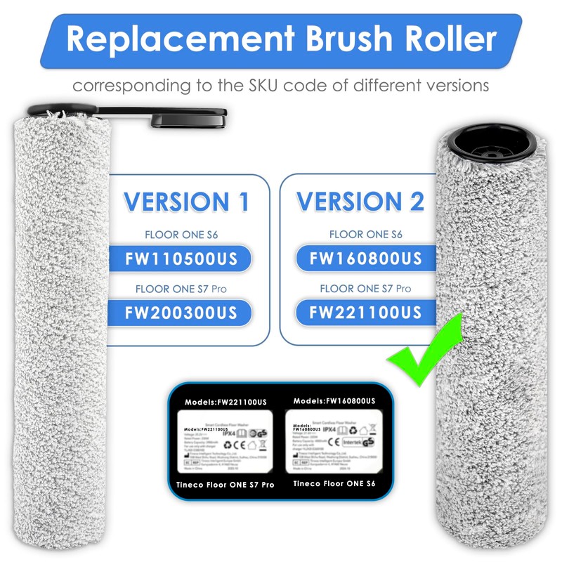 【Version 2, Detachable】(2 Pack) S7 Pro Brush Rollers and HEPA