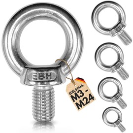 Eye Bolt Stainless Steel M3-M24 | Eye Bolt Ring Eyelet, Screw Eye VA4 Stainless Steel AISI316 | Eye Bolt M6 Pack of 2