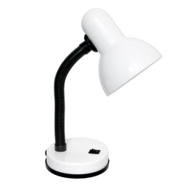 Simple Designs LD1088-WHT 14.25" Sleek and Sturdy Classic Gooseneck Study Desk Lamp, White