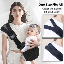 Baby Sling Carrier, Adjustable Baby Carrier, Adjustable Sling Easy Toddler Carrier Comfortable Baby Wrap Carrier Baby Carrier Wrap for Newborn Up to 3-36 Months (Black)