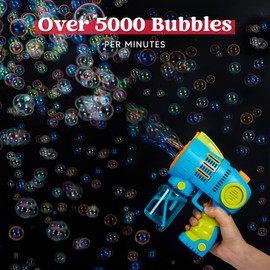 Sloosh 2 Packs Bubble Gun Machine with Bubble Refill Solution, 5000+ Bubbles Per Min, Shatterproof, Leakage Proof, Automatic Bubble Maker Blower for Kids, Outdoors, Party, Easter, Summer