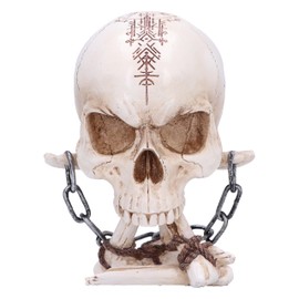 Nemesis Now Horror Skull Ornament, Resin, Natural Bone and Silver Chain, 14.5cm