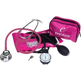 Dixie EMS Adult BP Cuff Dual Head Stethoscope and Blood Pressure Kit - Pink