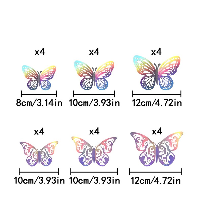 WELANE 3D Butterfly Wall Decor Stickers, 24 PCS Removable Butterfly