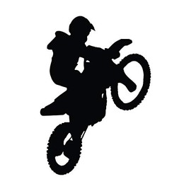 JMM Industries Motocross Wheely Dirtbike Vinyl Decal Sticker Car Window Bumper Premium Quality UV Resistant Die Cut (Black, 5-Inches)