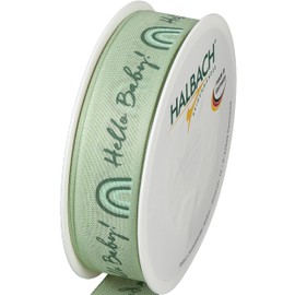 Halbach Seidenbänder Baby Gift Ribbon 25 mm x 16 m Decorative Ribbon for Baby Shower and for Wrapping Gifts for Baby Showers, Colour: Mint / Green