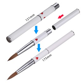 1Pc Professional Big Size Sable Hair 3D Kolinsky Acrylic Nail Art Design Brush Nail Art Tool (16#, Red Heart Handle)