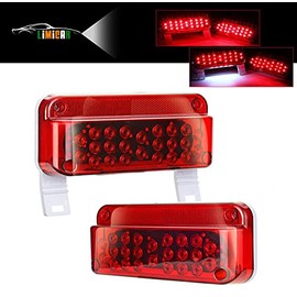 LIMICAR RV Tail Lights LED, 53 LED Red RV Camper Trailer Tail Lights, Stop Turn Signal Brake Tail Light White License Plate Light with Red Cover Reflex Lens Rectangular Camper Tail Light Assembly