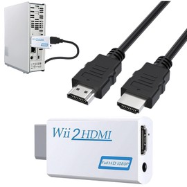 Dongnesi Wii to HDMI Adapter with 1m Cable, Wii Cable for Smart TV, Wii-to-HDMI Converter for 1080P/720P HD Video Audio Output with 3.5mm Audio Jack, Compatible with All-wii Display Modes
