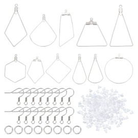 DICOSMETIC 72 Pieces 11 Styles Stainless Steel Geometric Earring Hooks Pendant Dangle Earring DIY Making Kit with Wire Pendant/Earring Hook/Jump Ring/Plastic Ear Nuts for DIY Jewellery Making