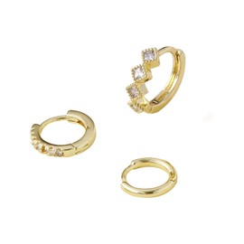 Aikeis 14K Gold Plated Zircon Pendant Earrings for Women Gold Hoop Earrings Set Fashion Thick Hypoallergenic Small Diamond Cartilage Hoop Earrings Cute Jewelry, Copper, No Gemstone