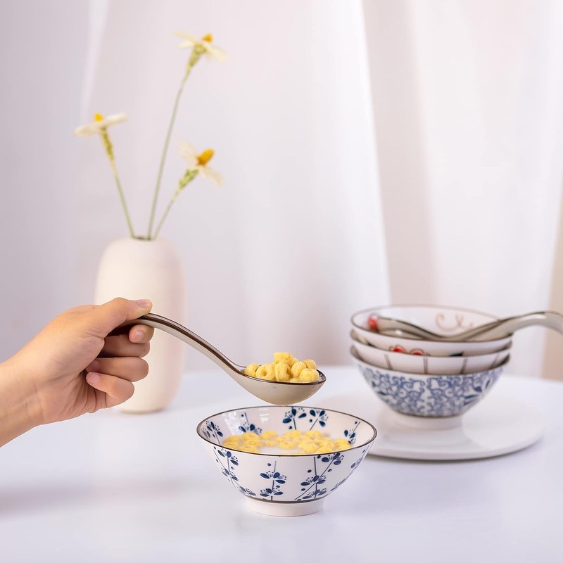 Premium Japanese Ceramic Soup Spoons - Set of 4 Hand-Crafted