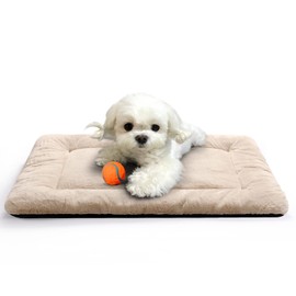 VERZEY Dog Beds Crate Pad for Extra Small Dogs Fit Metal Dog Crates,Ultra Soft Dog Crate Bed Washable & Anti-Slip Kennel Pad for Dogs/Cats Cozy Sleeping Mat,Cream 22L x13W x1H Inches