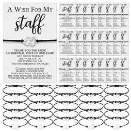 Huquary Staff Employee Appreciation Gifts Team Puzzle Piece Bracelet Bulk with Thank You Postcard A Wish for My Staff Inspirational Favors Ideal for Teachers, Coworkers, Students (50 Sets)