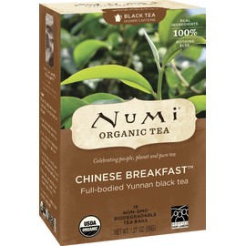 Numi Organic Tea Chinese Breakfast, 18 Count Box of Tea Bags, Yunnan Black Tea (Packaging May Vary)