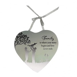 Family is where your story begins and love never ends Reflections from the Heart Mirrored Hanging Plaque