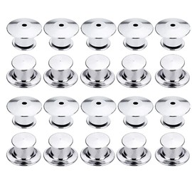 LICQIC Locking Pin Keepers Backs, Metal Pin Badge Backs for Jewelry Brooches Badge Name Tags Crafts DIY, 20 Pcs Silver