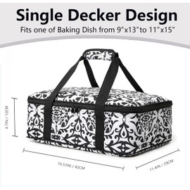 Insulated Casserole Carrier Bag - Portable Thermal Food Delivery Bag for 9x13/11x15 Inch Pan - Keep Meals Hot/Cold 4+ Hours for Catering, Festival Potlucks, Picnics, Family Gathings or Outdoor Events