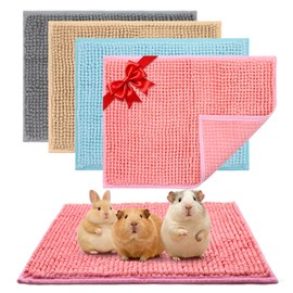 Guinea Pig Cage Liner, 4 PCS Washable Guinea Pig Bedding Fleece Mat, Reusable Pee Pads Mat for Small Animals, Reusable Bunny Rabbit Cage Liner Hamster Chinchilla Cage Accessories 16x12 Inch