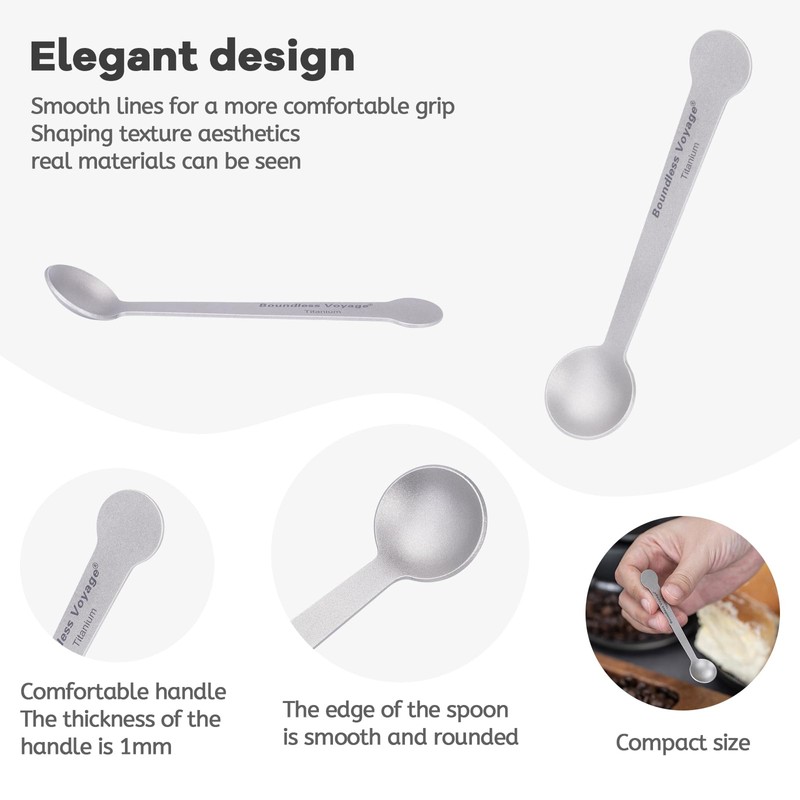 Boundless Voyage Mini Espresso Spoons 5pcs, Tiny Spoons, Titanium Coffee