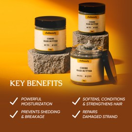 Chebeauty Chebe Hair Butter - All-Natural Ingredients - Perfect Hydration - Chebe Butter for Hair Growth - Best for Kinky Hair But Suited to All Hair Types - Zero Water Formula - VEGAN (Pack of 3)