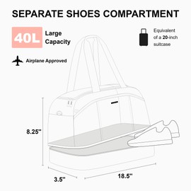 EVERFUN Weekender Bags for Women,Gym Bag with Shoe Compartment,Travel Bags large Duffle Bags for Women Travel, Gym, Yoga