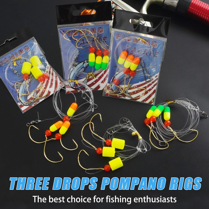 Pompano Rigs for Surf Fishing Rigs, 6/12pcs Pre-Rigged Pompano Rigs