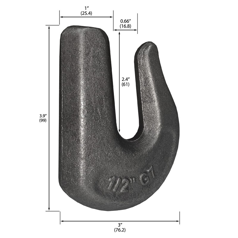 2 Pack Heavy Duty 1/2" Weld On Grab Hook, Grade