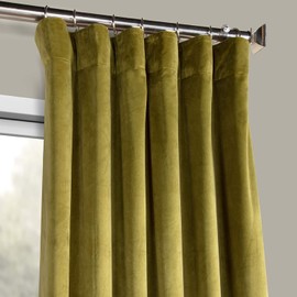 HPD Half Price Drapes VPYC-161224-84 Plush Velvet Curtain (1 Panel), 50 X 84, Retro Green