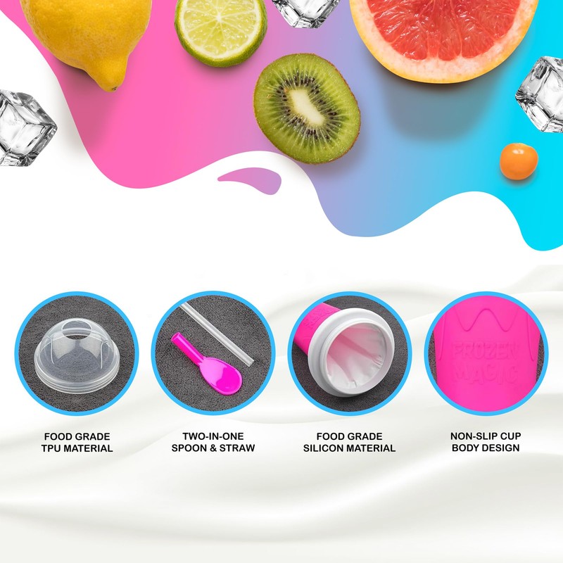 Slushy Maker Squeeze Cup, Portable Smoothie Squeeze Cup for Juices,