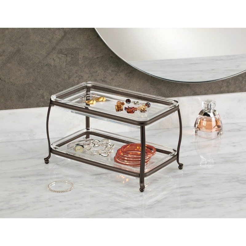 InterDesign York Lyra Double Vanity Tray, Bronze/Clear