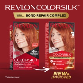 Revlon ColorSilk with Bond Repair Complex, Permanent Hair Color, 100% Gray Coverage, Ammonia Free Hair Dye, Vegan Keratin, 45 Bright Auburn (Pack of 3)