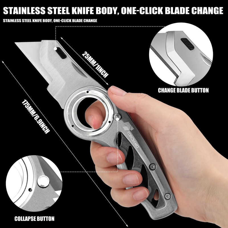 Tondiamo 2 Pcs Folding Pocket Utility Knife Heavy Duty Box