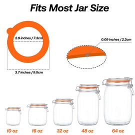 Silicone Replacement Gasket, Airtight Rubber Seals Rings for Mason Jar Lids, Leak-Proof Canning Silicone Fitting Seals for Glass Clip Top Jars (Orange, 10pcs)