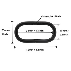 BIKICOCO 1-1/2'' Metal Oval Ring Buckle Loops Non Welded for Leather Purse Bags Handbag Straps, Black - Pack of 20