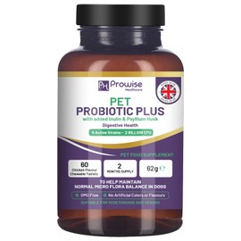 Pet Probiotic Plus mit Zusatz von Inulin und Flohsamenschalen 2 Milliarden KBE mit 5 aktiven Stämmen I 60 Kautabletten mit Hühnergeschmack 2 Monatspackungen
