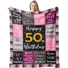 50th Birthday Gifts for Women, 50th Birthday Decorations for Women Blanket 150x130CM, Happy 50th Birthday Gift Ideas for 50 Year Old, Best Gifts 50th Birthday Decorations 1974 Birthday Throw Blanket