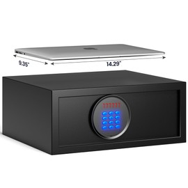 Hotel Safe Box with Administrator's Password Home Safe with Silent Mode & LED, Laptop College Dorm Safe with Backlit Keypad for Cruise Cabins and Rentals (15.35"D x 19.49"W x 7.87"H - 23.58 lb)