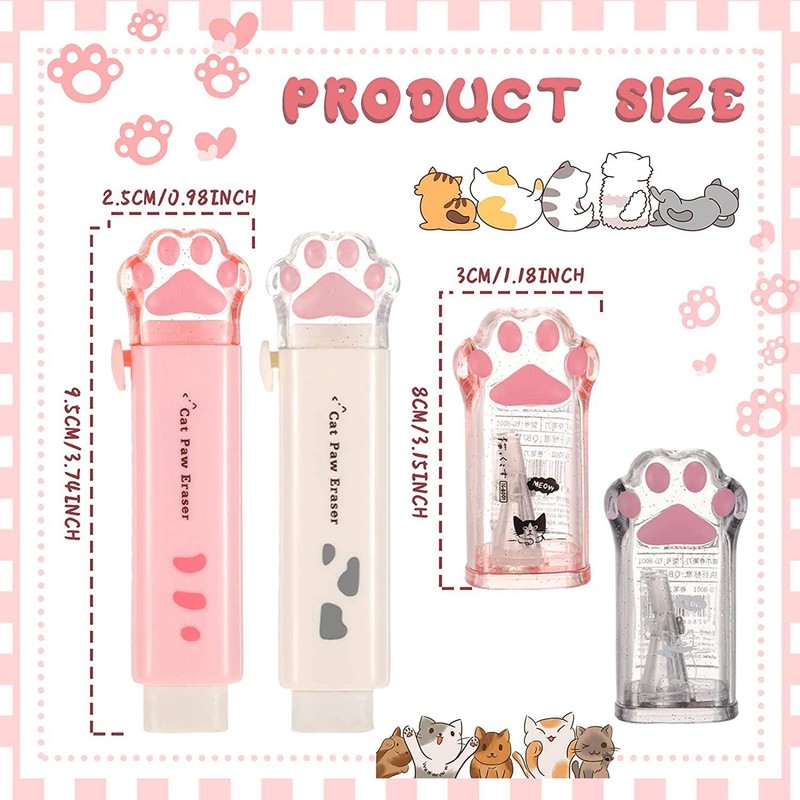 Kopinma 4 Pcs Cute Cat Pencil Sharpener and Cat Shaped