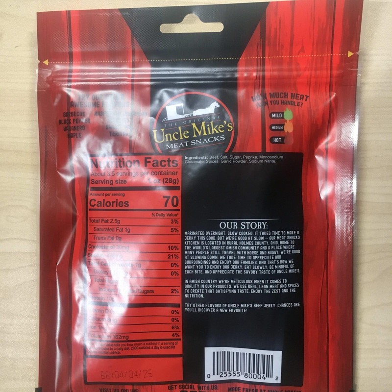 Uncle Mike's Beef Jerky Snacks - Gluten Free, 2 Bags,