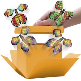 TUSAUW Butterfly Explosion Gift Box Flying Butterfly Surprise Box Butterfly Gift Box for Birthdays Christmas Valentines Proposal Wedding Gifts Prank (Khaki)