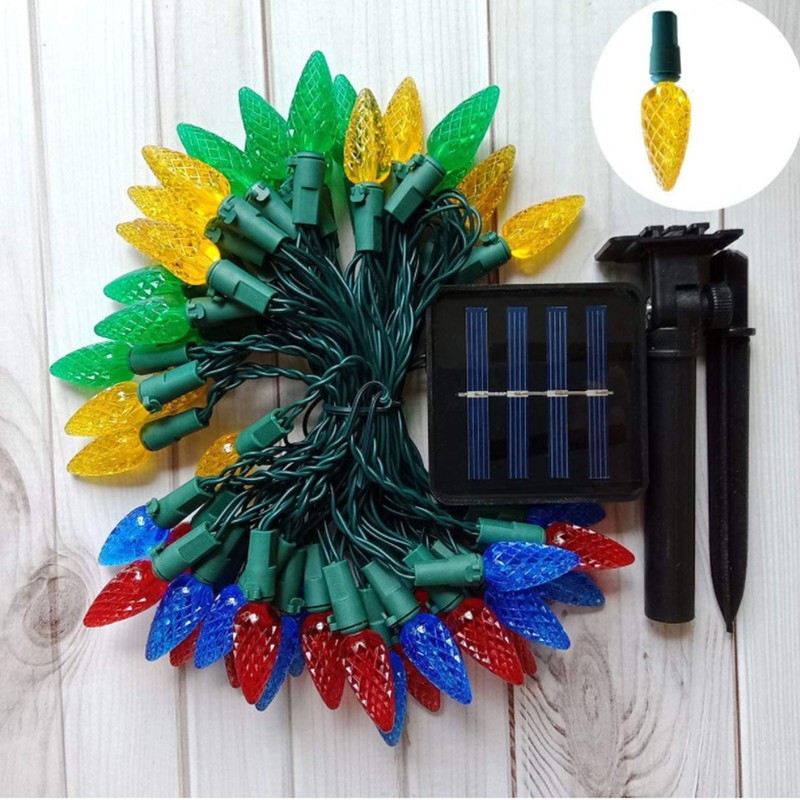 Solar Decorative Lights Strawberry Shape Waterproof Plastic Battery Box Powered