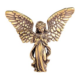 SAINWORDS Copper Praying Baby Angel Figurine Statue Cute Memorial Wings Cherubs Sculpture Portable Mini Size Home Decorations Office Desk Decor Ornament Gift for Lover Kids Boy Girl Friends