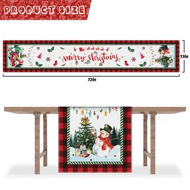 Nialnant Christmas Table Runners 13x72 Inch,Yeti & Christmas Gnomes Linen Table Runner for Holiday Birthday Party Kitchen Dining Room,Christmas Decorations Indoor