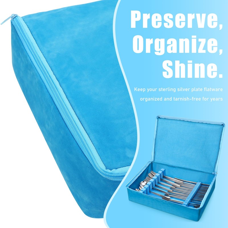 Teenyyou Zippered Flatware Storage Drawer Liner Silverware Storage Bag Tarnish